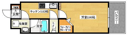 ラフィネ(1K/4階)の間取り写真