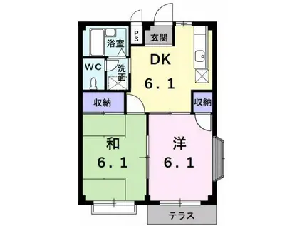 エルディム元揮B(2DK/1階)の間取り写真