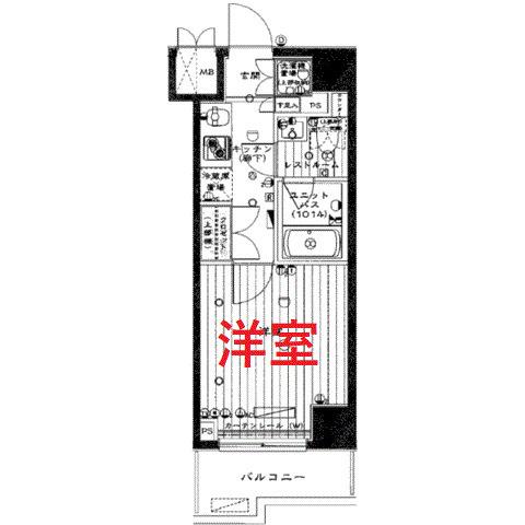 ルーブル川崎七番館(1K/8階)の間取り写真