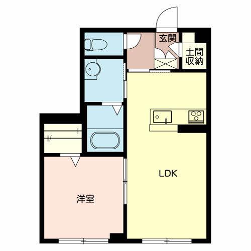 アスカプレミアム(1LDK/1階)の間取り写真
