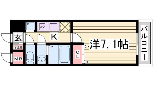 KDXレジデンス三宮(1K/8階)の間取り写真
