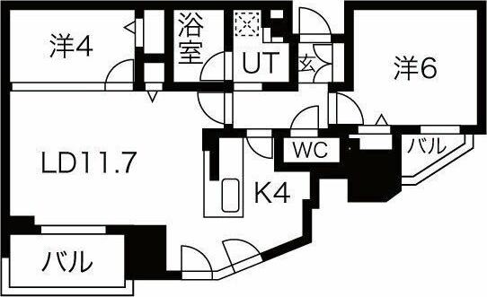ブランズ新札幌(2LDK/14階)の間取り写真