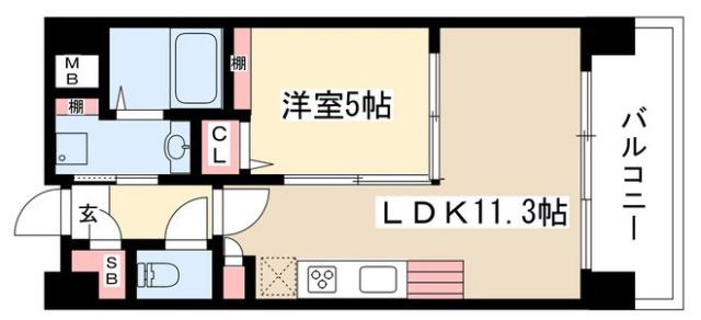 ANGELINA(1LDK/4階)の間取り写真
