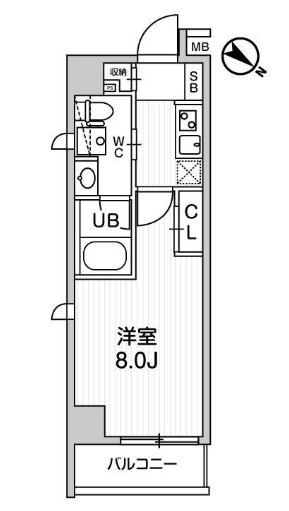 ALTERNA王子飛鳥山(1K/8階)の間取り写真