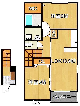 メゾングラースVI(2LDK/2階)の間取り写真