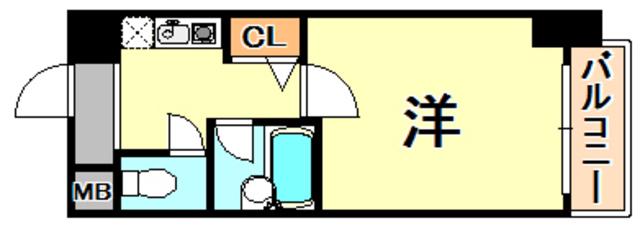 エスリード三宮第3(1K/8階)の間取り写真