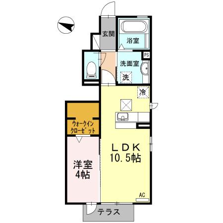 ボヌールH&E(1LDK/1階)の間取り写真