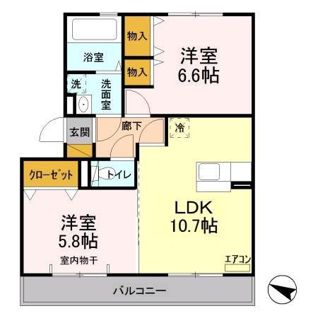 ボヌールおおたかの森I(2LDK/3階)の間取り写真