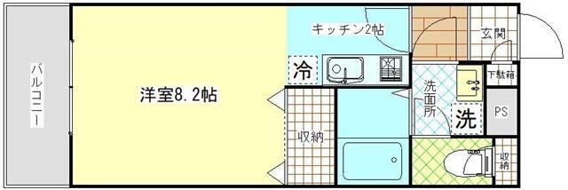 プリミエールアイ(1K/1階)の間取り写真