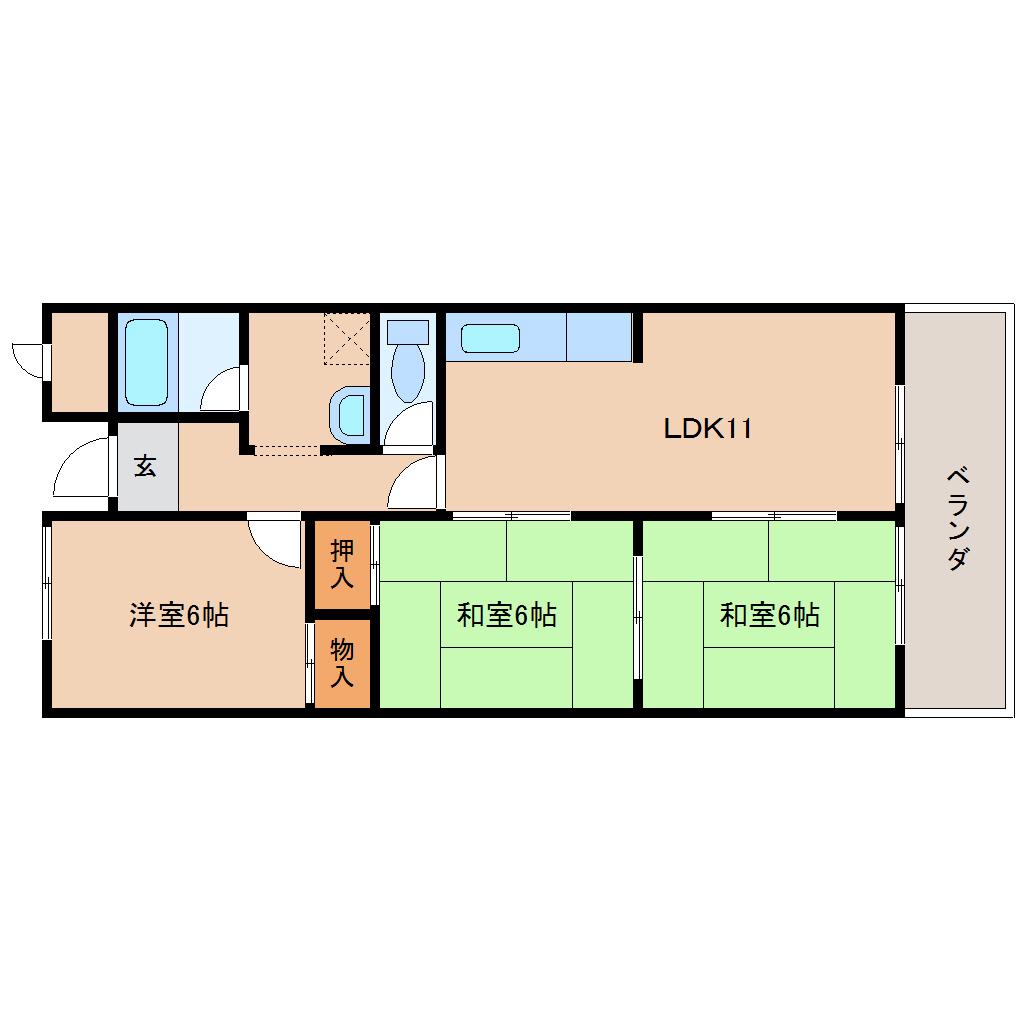 メゾン佐保A棟(3LDK/1階)の間取り写真