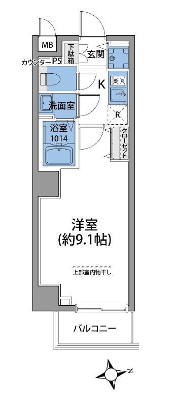 EXCEROSA芝公園 エクセローザ芝公園(1K/6階)の間取り写真
