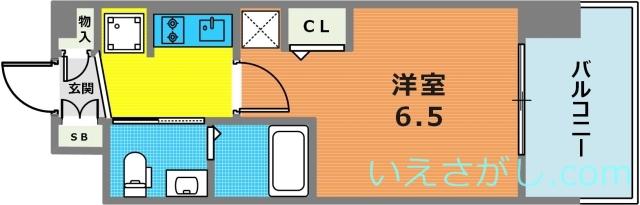 エステムコート神戸ハーバーランド前Vアクア(1K/2階)の間取り写真