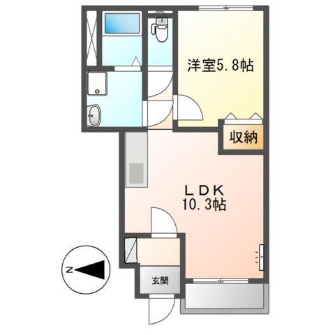アクシア(1LDK/1階)の間取り写真