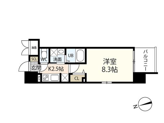S-RESIDENCE宇品海岸(1K/10階)の間取り写真