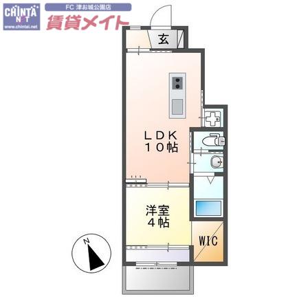 ユニヴァリィF(1LDK/1階)の間取り写真