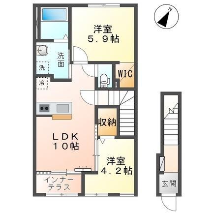 レナレジデンス(2LDK/2階)の間取り写真