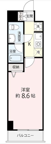 ミェーレ船橋(1K/4階)の間取り写真