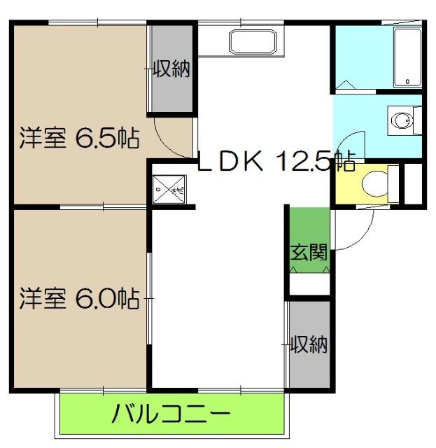 セジュール学園前(2LDK/1階)の間取り写真