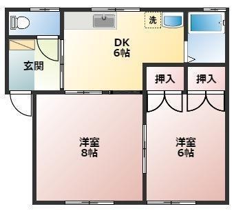 サンハイム(2DK/2階)の間取り写真
