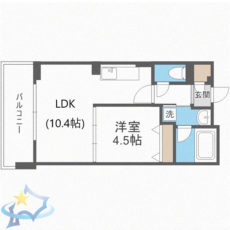 JP NOIE 円山表参道(1LDK/14階)の間取り写真