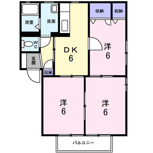 トミーヒルズA(3DK/2階)の間取り写真