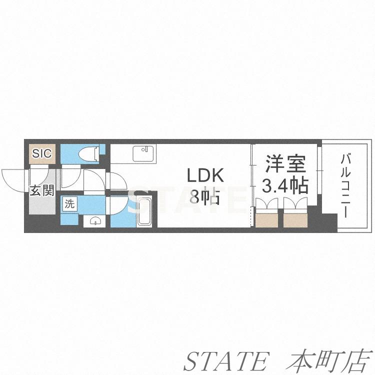 コンフォリア・リヴ北久宝寺Q(1LDK/5階)の間取り写真