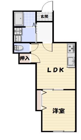 LIKE亥鼻(1LDK/1階)の間取り写真