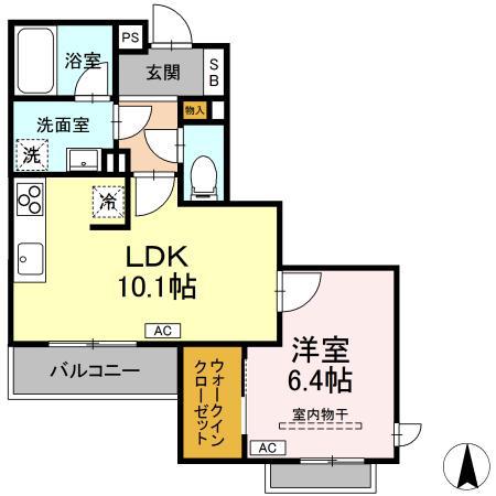 シャーメゾン大和東レジデンス(1LDK/2階)の間取り写真