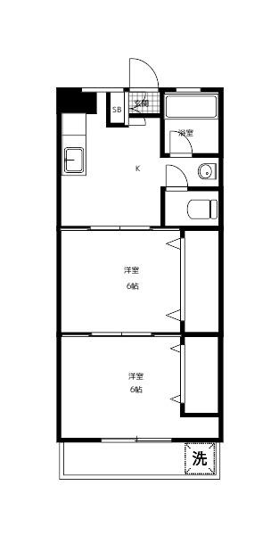 第二諏訪ビル(2DK/2階)の間取り写真