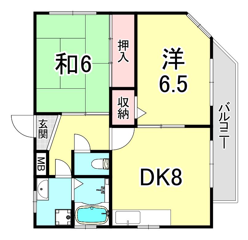 西岡ビル(2DK/4階)の間取り写真