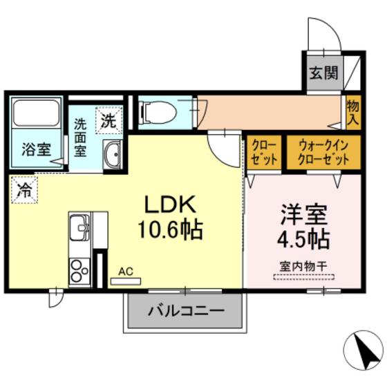 セジュール己斐上K.N(1LDK/2階)の間取り写真