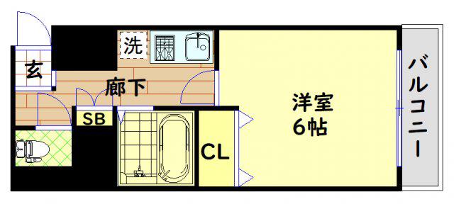 セレッソコート西心斎橋(1K/11階)の間取り写真