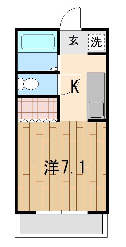 グローブ(1K/1階)の間取り写真
