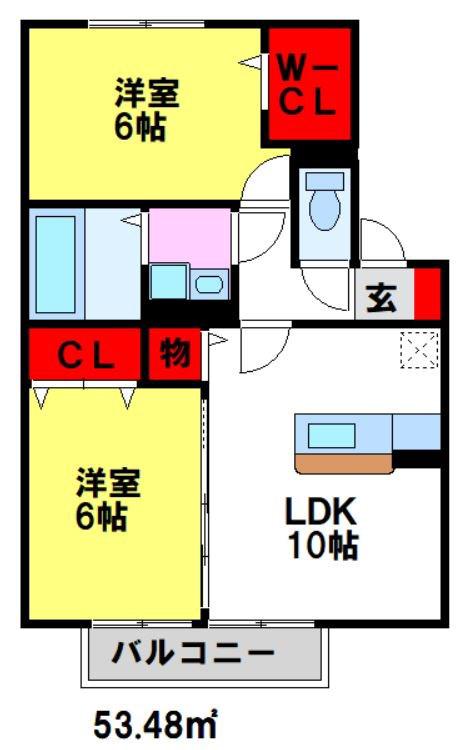アルバトロス(2LDK/1階)の間取り写真
