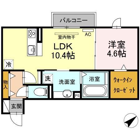 プラシード(1LDK/1階)の間取り写真