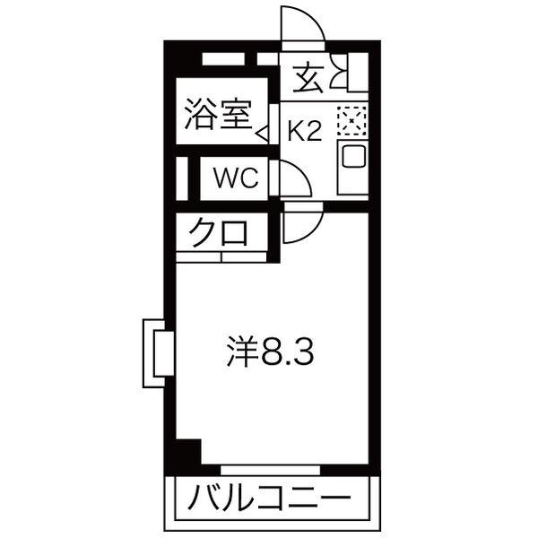 サニーハウス伏見(1K/2階)の間取り写真