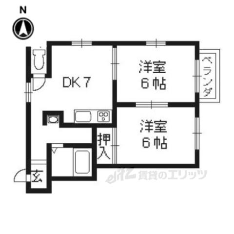 ベルディアス(2DK/1階)の間取り写真