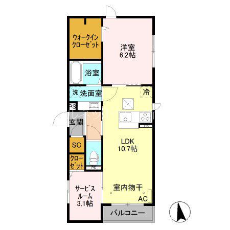 Aレジデンス(1SLDK/1階)の間取り写真