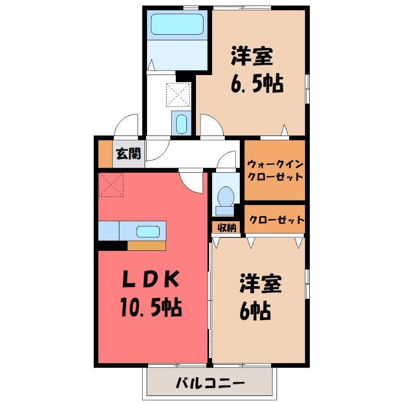 ラビウスコート A(2LDK/2階)の間取り写真