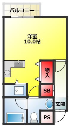 シャトレ上新庄(ワンルーム/3階)の間取り写真