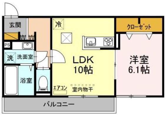 ティアラII(1LDK/1階)の間取り写真