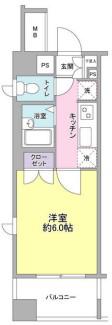 プロスペール溝の口(1K/2階)の間取り写真