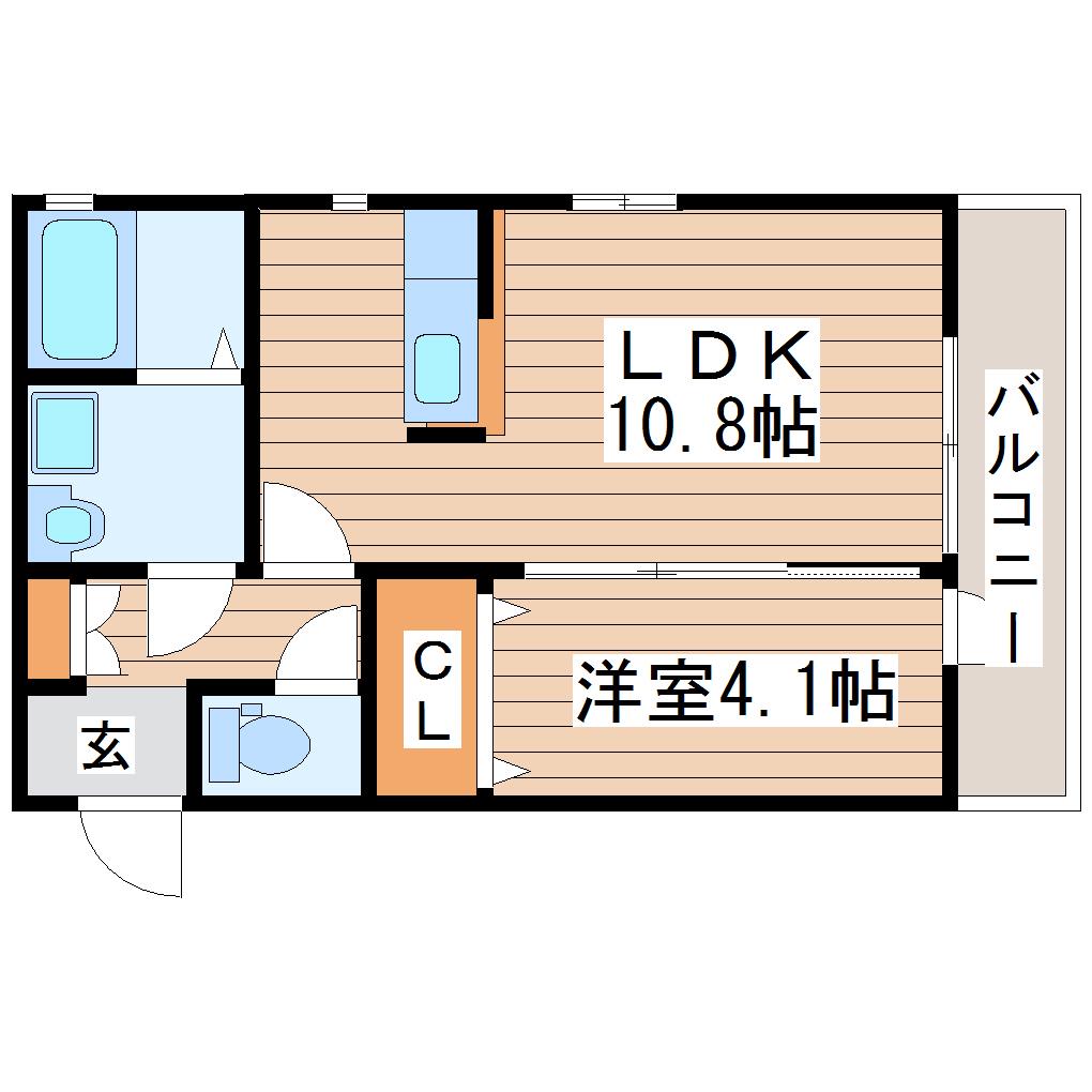 WISTERIA森林公園(1LDK/2階)の間取り写真