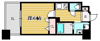 エンクレスト薬院III(1K/8階)の間取り写真