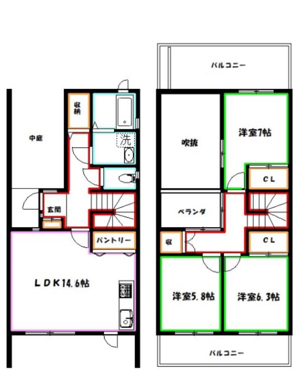 テレパレス吉祥寺(3LDK/1階)の間取り写真