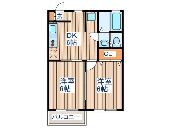 プレステーション愛子B(2DK/1階)の間取り写真