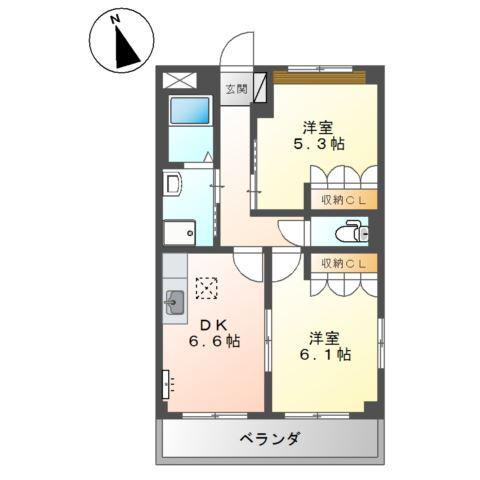 I・GRANDE(2DK/1階)の間取り写真