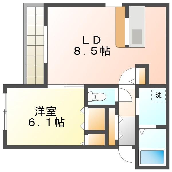 SERENDIPITY(1LDK/2階)の間取り写真