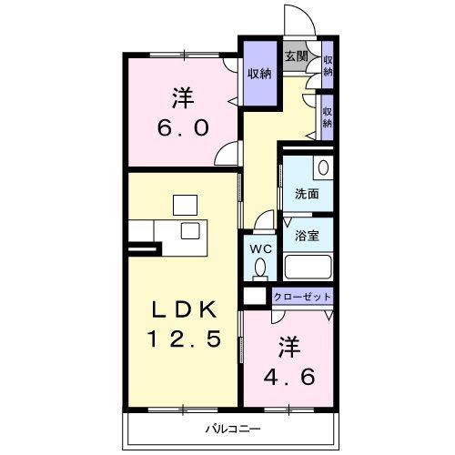 メリーベル(2LDK/1階)の間取り写真