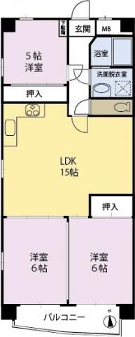 ハイネスアリタリア(3LDK/6階)の間取り写真